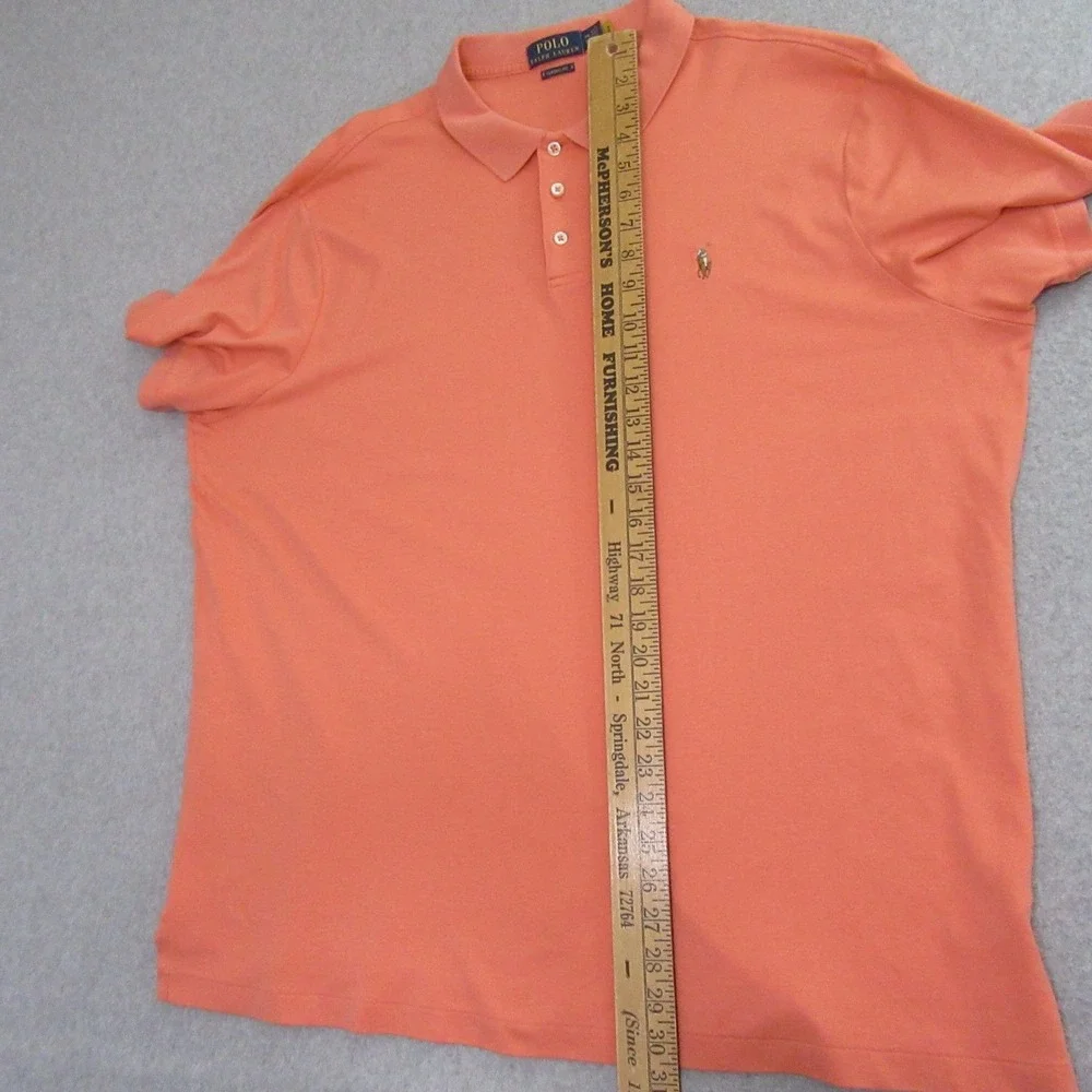 Polo Ralph Lauren Mens Polo‎ Shirt 2XL Orange Vintage Short Sleeve Golf